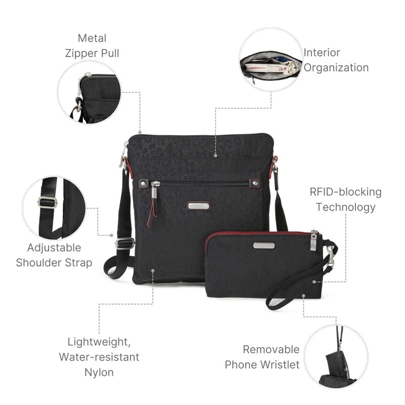 Baggallini Go Bagg with RFID Wristlet - Lightweight 10.75"x10" Travel Purse Crossbody Bag for Women - Image 3